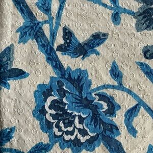 Vintage Kent Bragaline blue floral fabric remnant 60s 70s AS IS